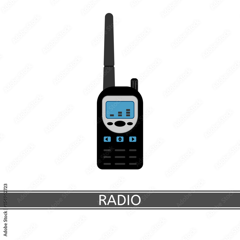 Two way long range radio vector icon. Walkie Talkie isolated on white  background. Handheld transceiver in flat style vector de Stock | Adobe Stock
