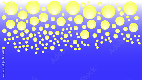 Gelbe Blasen auf blauem Hintergrund