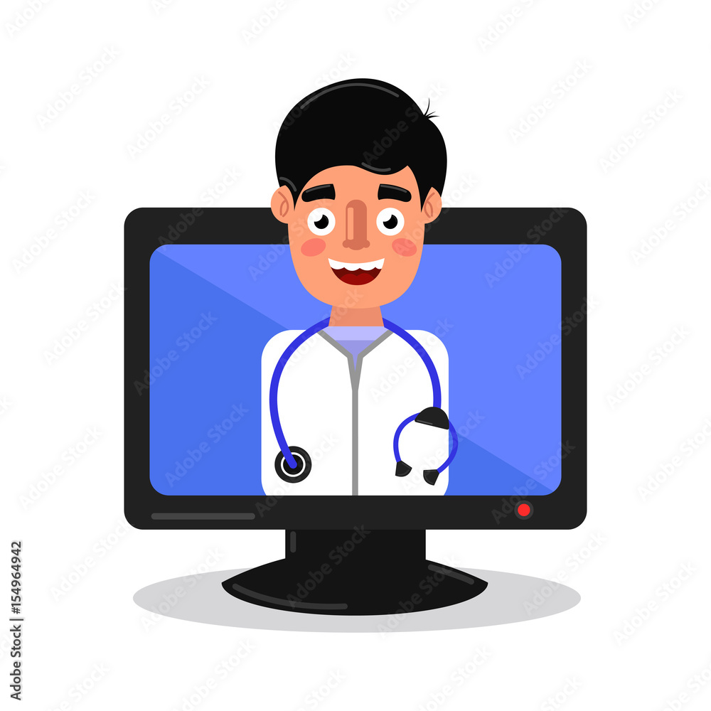 medical advice online doctors vector illustration flat icon. medical advice online doctors vector illustration flat icon.