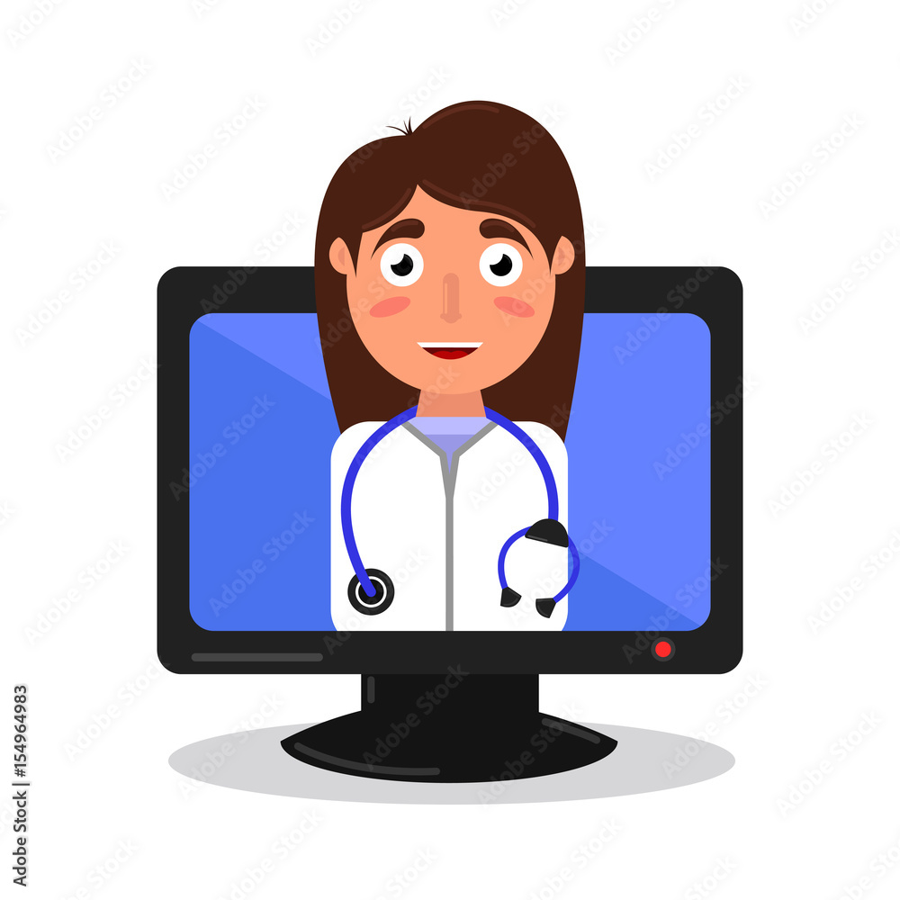 online medical consultation vector illustration flat icon. online medical consultation vector illustration flat icon.