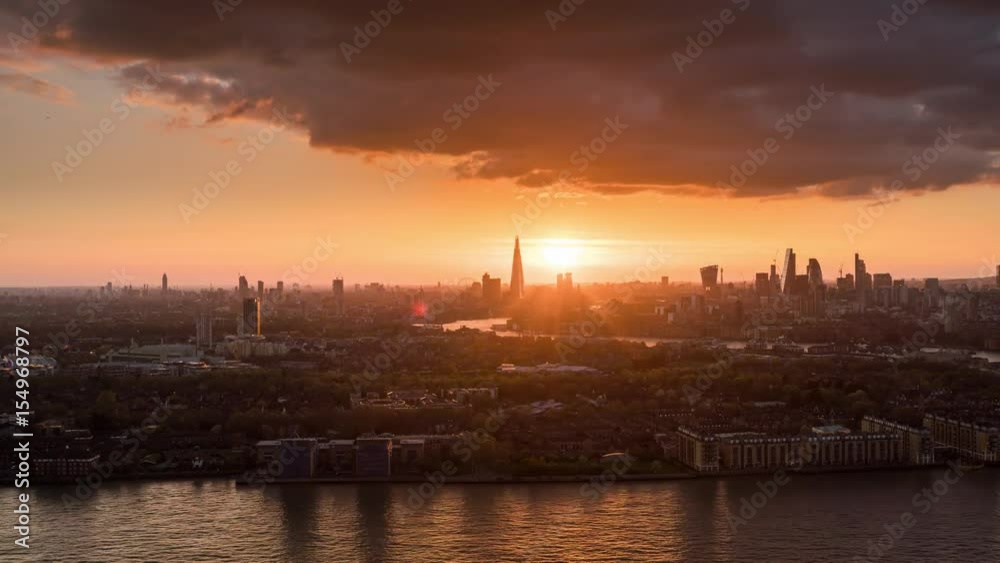 Beautiful sunset in London from a rooftop terrace Beautiful sunset in London from a rooftop terrace
