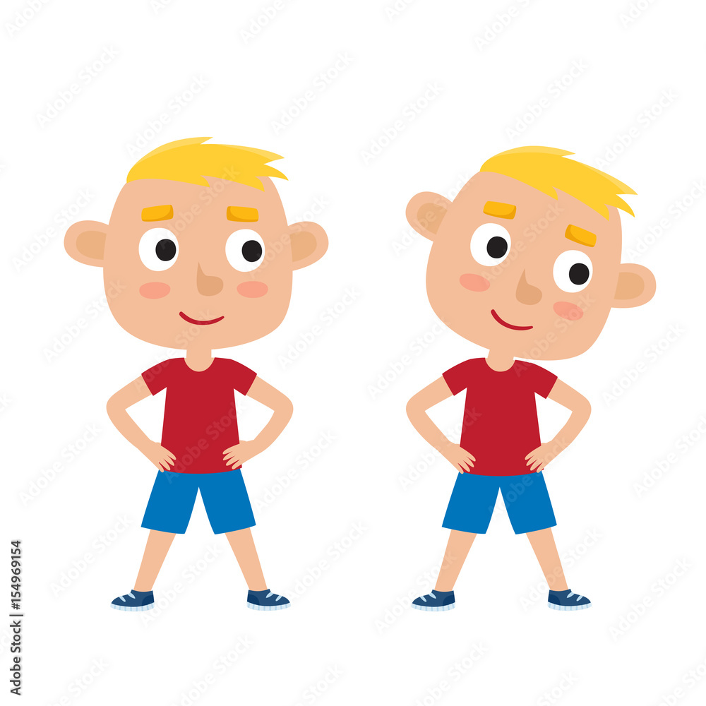 Vector illustration of boy in exercise pose isolated on white Vector illustration of boy in exercise pose isolated on white