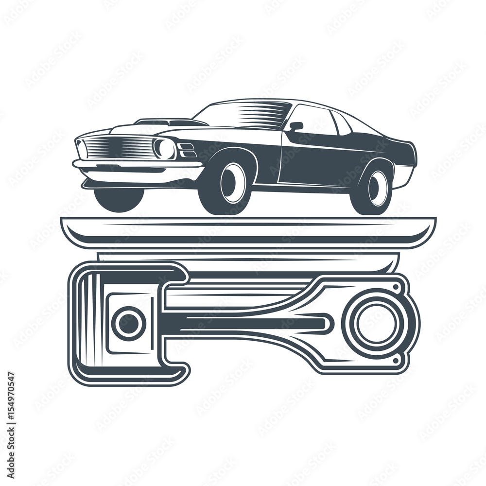 Classic muscle car vintage vector