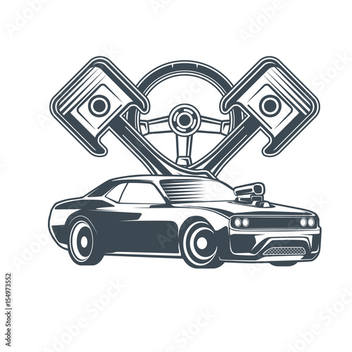 Classic muscle car vintage vector
