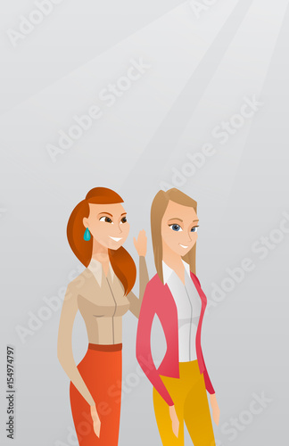 One woman whispering to another secret.