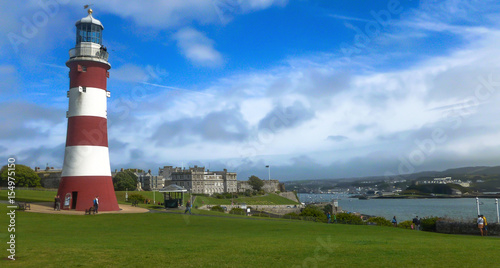 PLYMOUTH, DEVON, U.K. AUGUST, 25, 2014 - Plymouth. Smeatons Tower in Plymouth Hoe, England photo