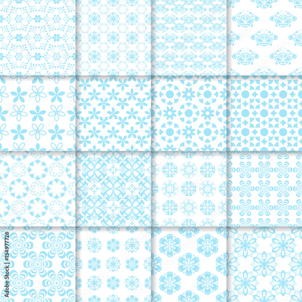 Floral seamless pattern. Blue and white abstract background