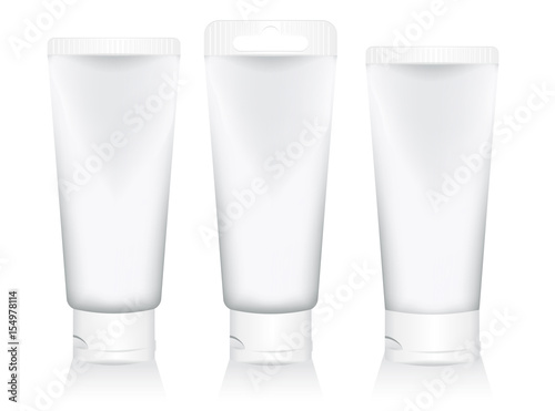 set cosmetic tubes isolated on white background. packaging for gel, cream, lotion, sunscreen. vector illustration