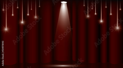 Spotlights & empty scene. Illuminated design. Vector illustration.
