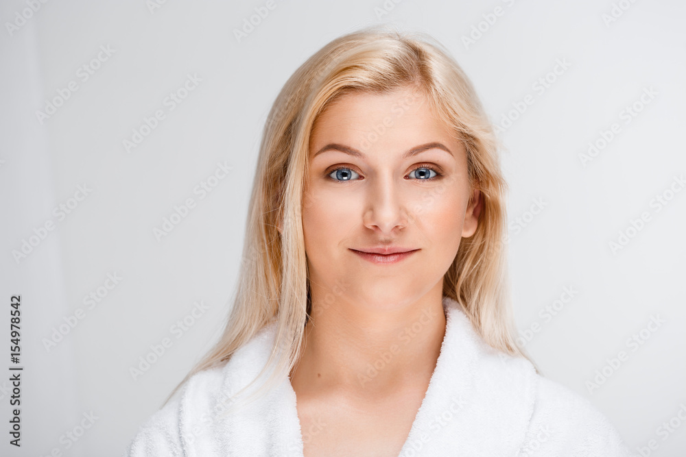 Portrait of young pretty girl over white background. Portrait of young pretty girl over white background.