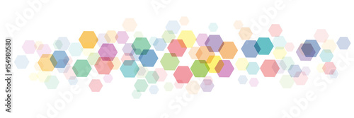 Vector banner,  background with hexagons, blurry light effect