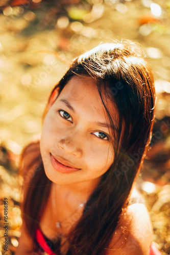 Natural portrait, Asian girl smiling. Native Asian beauty. Local Asian people