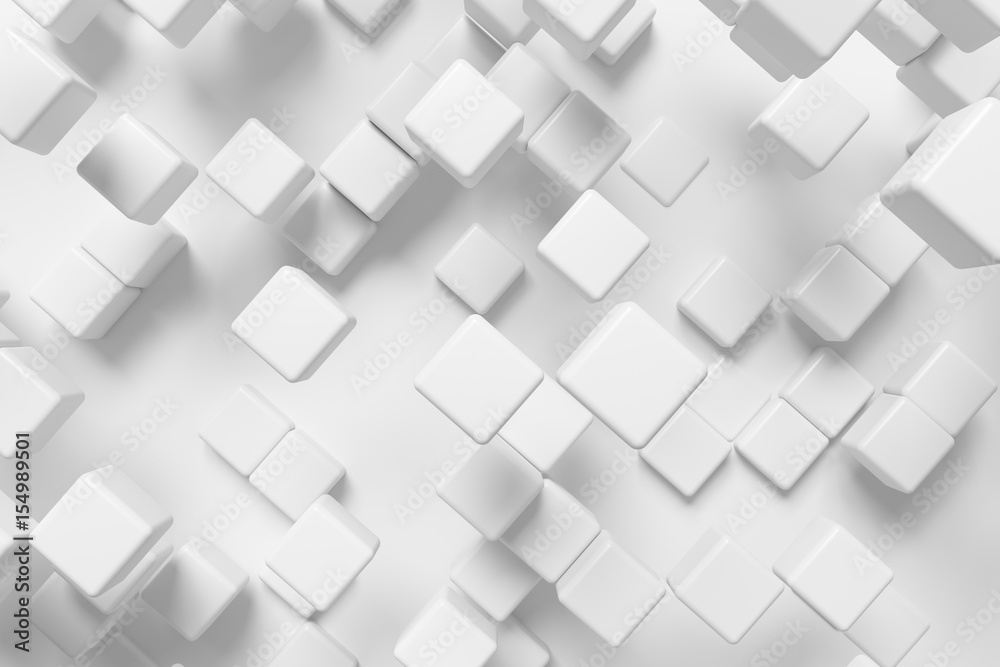 Abstract white cubes, 3d background