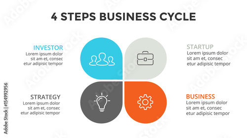 Vector circle arrows flower infographic, cycle diagram, graph, presentation chart. Business concept with 4 options, parts, steps, processes. 16x9 slide template.