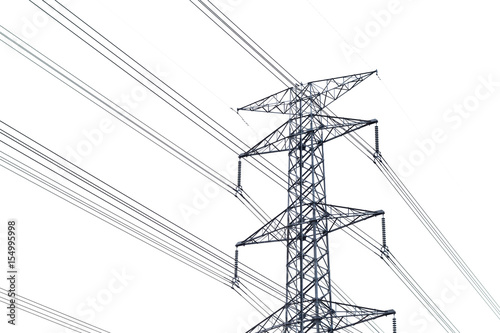 High voltage post or High-voltage tower isolated on white background