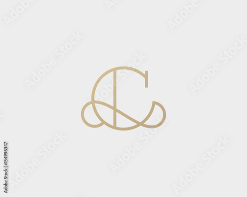Elegant line curve vector logotype. Premium letter C logo design. Luxury linear creative monogram.