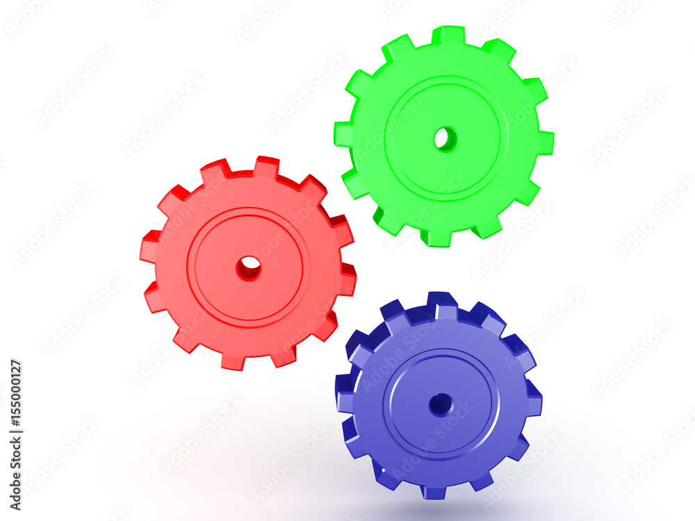 illustration of multi colored cogs turning illustration of multi colored cogs turning