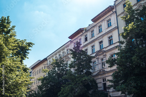 luxury houses in a street in vintage colors