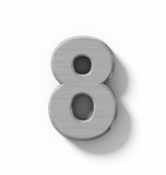 number 8 3D metal isolated on white with shadow - orthogonal projection