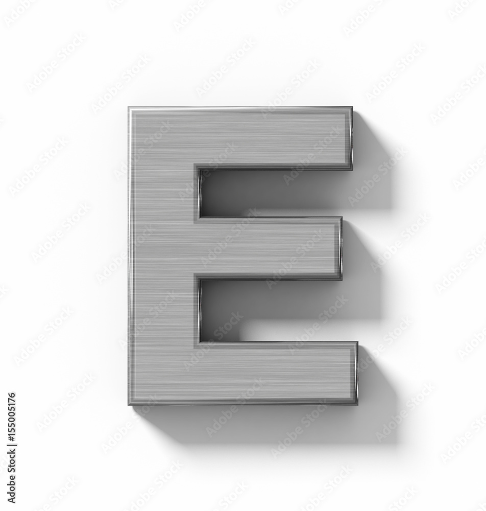letter E 3D metal isolated on white with shadow - orthogonal projection letter E 3D metal isolated on white with shadow - orthogonal projection