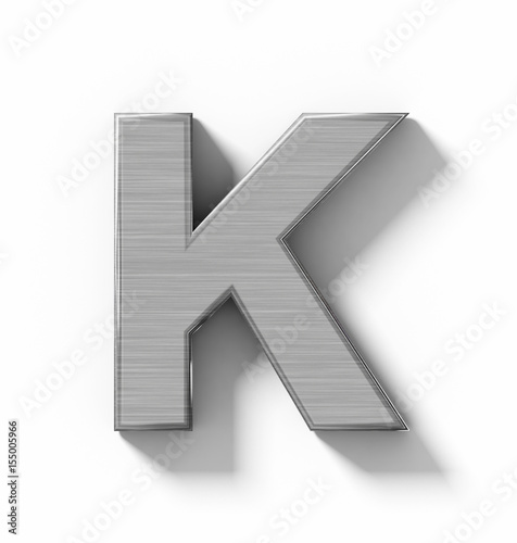 letter K 3D metal isolated on white with shadow - orthogonal projection