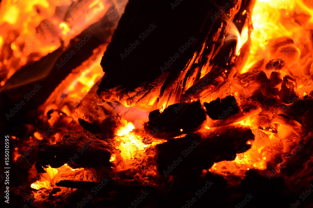 Flame of burning fire close-up as background Flame of burning fire close-up as background