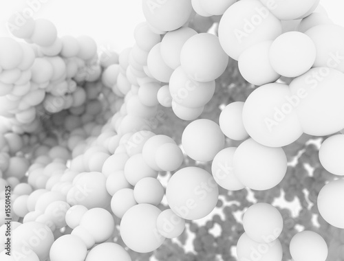 Abstract cluster of white 3d spheres