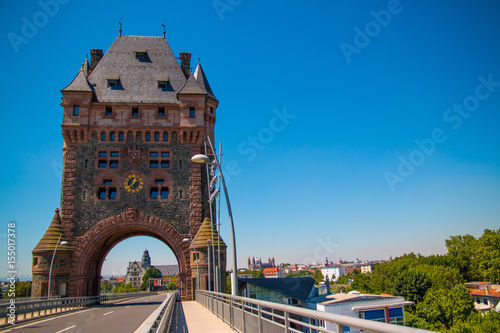 Historic german city of Worms, Nibelungen Bridge over the river Rhein, Nibelungenbrücke