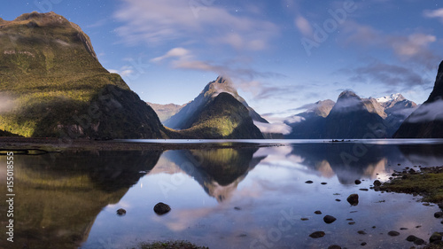 Milford sound during moon light