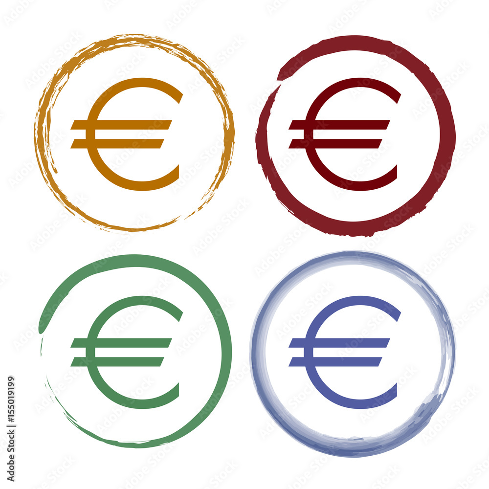 Obraz premium Pinselstrich Icon Set - Euro - Währung