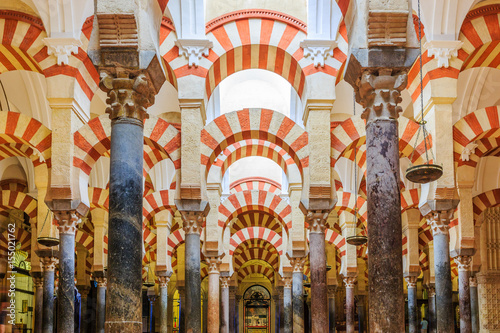 Interior view of La Mezquita Cathedral in Cordoba, Spain