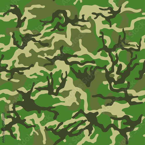 Military or hunting camouflage background. Seamless pattern. Brown  green color. Vector illustration. 