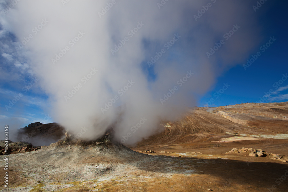 Fumarole Field in Namafjall Geothermal Area, Hverir, Iceland