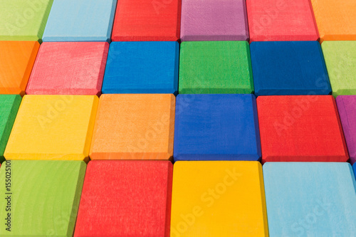 Colorful wooden background made of cubes