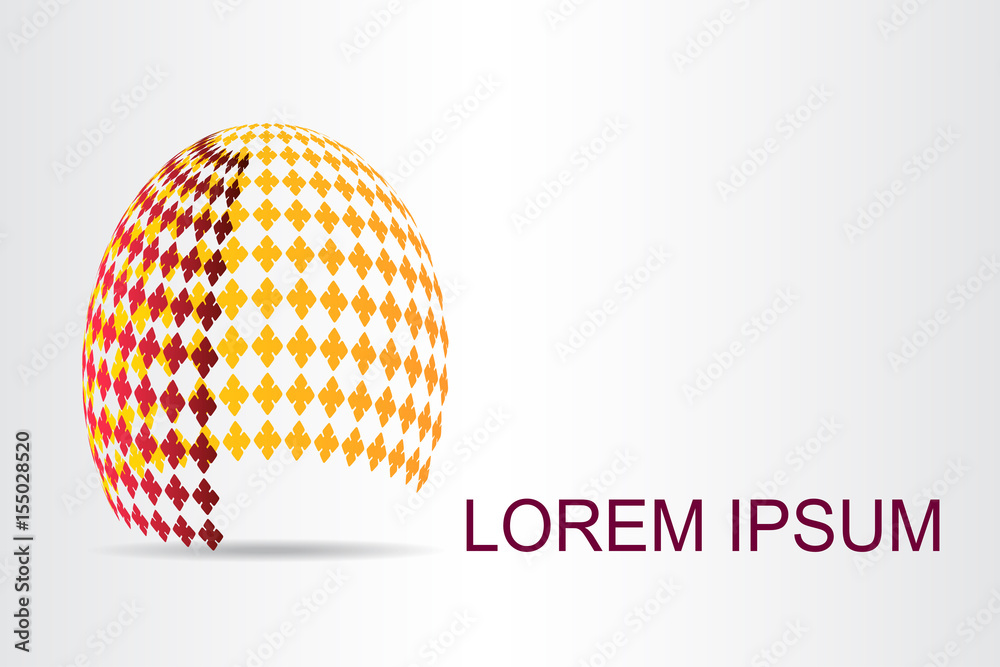 Logo stylized spherical surface with abstract shapes