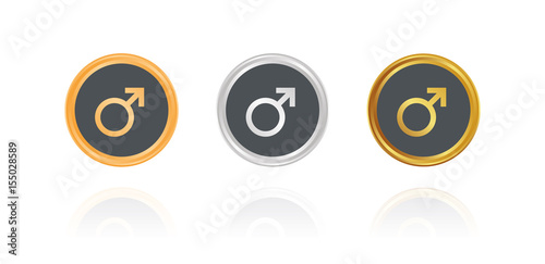 Männlich - Bronze, Silber, Gold Buttons