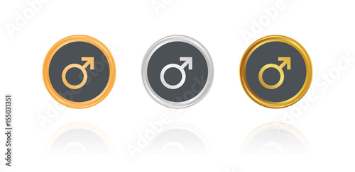 Männlich - Bronze, Silber, Gold Buttons
