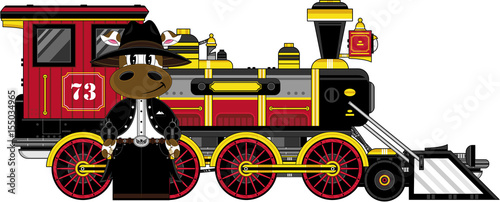 Cow Cowboy and Steam Train