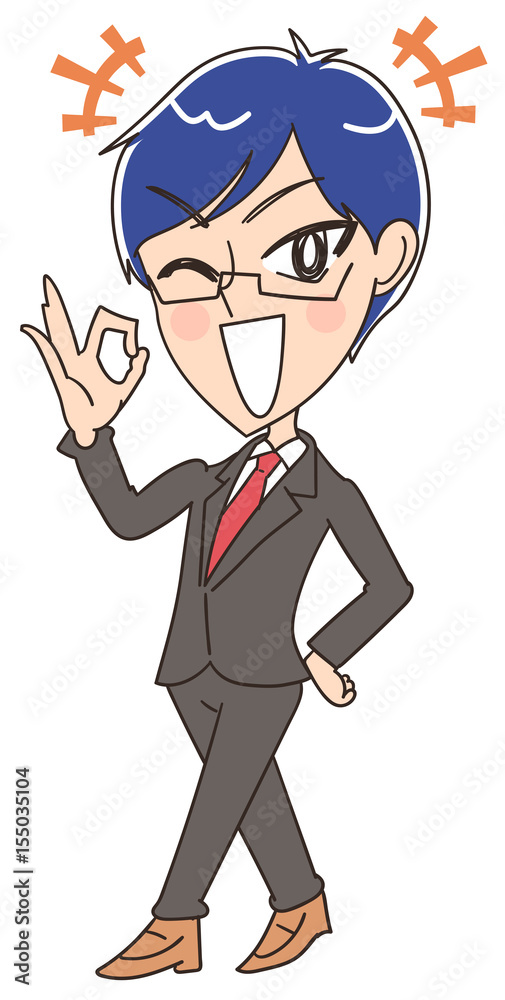 Okサインを出すスーツ姿のイケメンのイラスト Stock Vector Adobe Stock