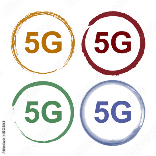 Pinselstrich Icon Set - 5G Verbindung
