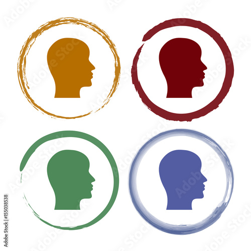 Pinselstrich Icon Set - Gesicht in Profilansicht
