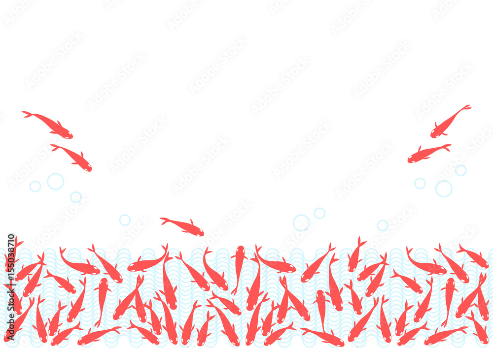 金魚と波模様 背景 イラスト Stock Vector Adobe Stock