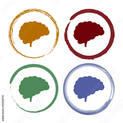 Pinselstrich Icon Set - Gehirnhälfte - Brainstorming