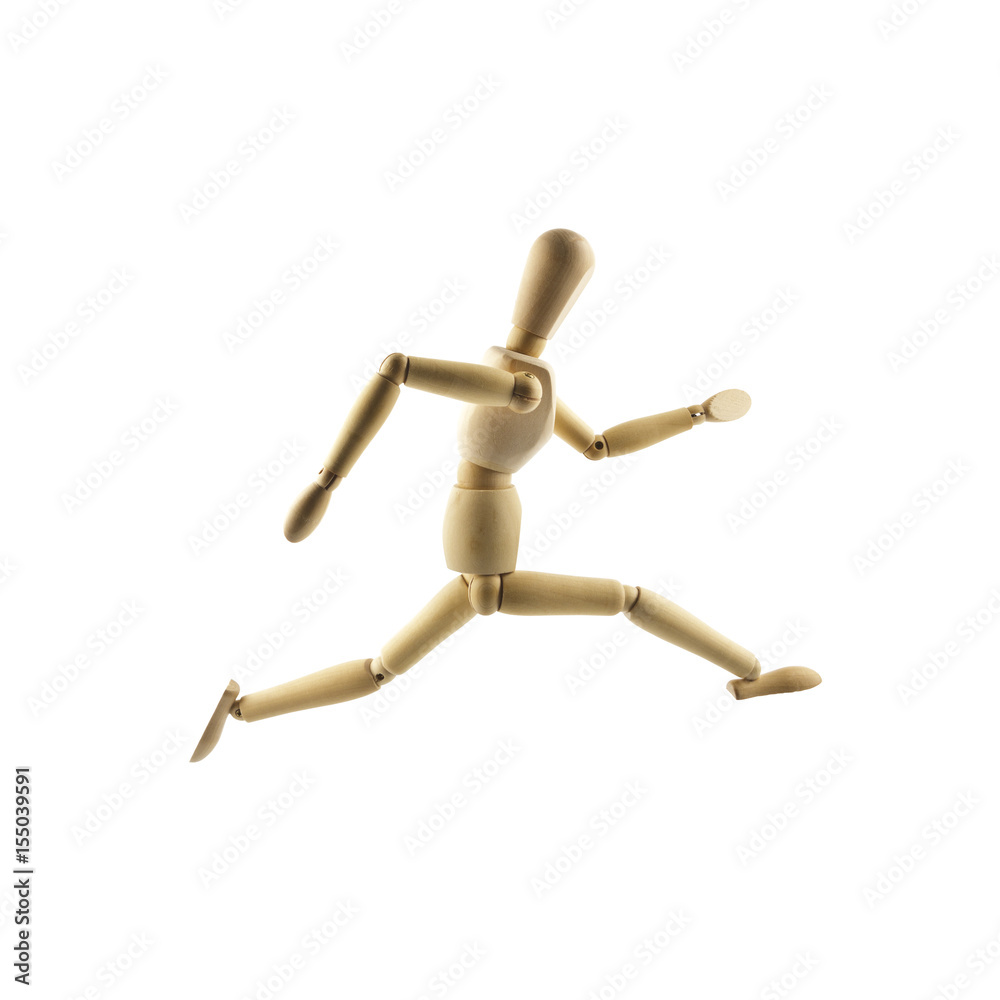 Wooden mannequin on white. Running man concept. Wooden mannequin on white. Running man concept.