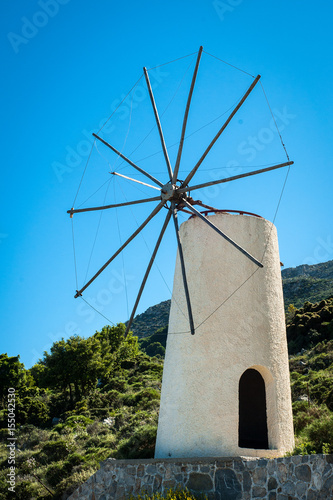 Greece, Crete, Windmills on the green hill