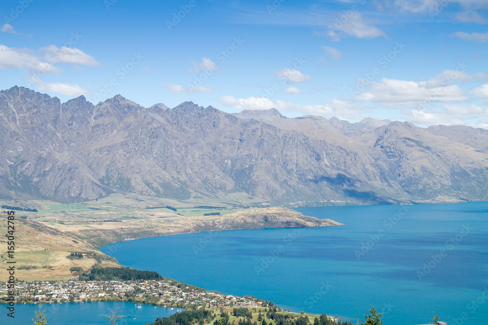 Aerial Cityscape View of Queenstown New Zealand