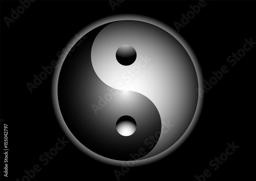 Yin Yang sign on black background