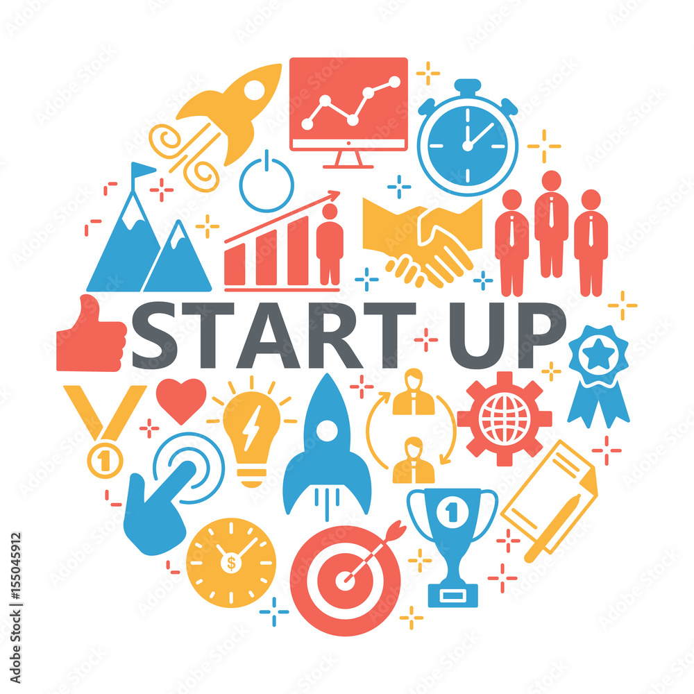Start-up project- silhouette web icon set. Start-up project- silhouette web icon set.