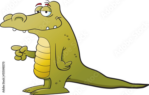 Fototapeta Naklejka Na Ścianę i Meble -  Cartoon illustration of an alligator pointing.