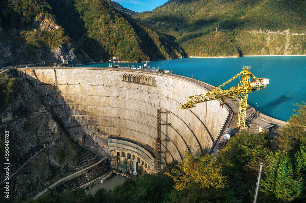 Enguri The Enguri hydroelectric power station HES. The Jvari Reservoir next to ...